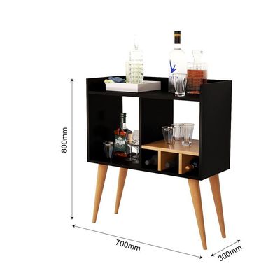 Aparador Amanda Minibar Para Drinks Sala De Estar Moderna Preto