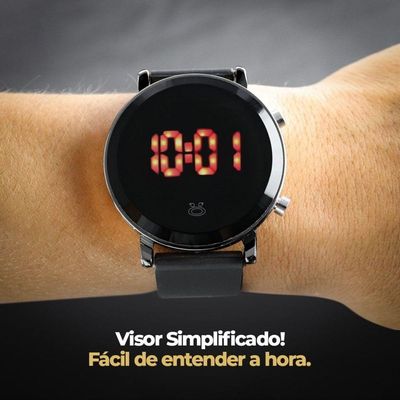 Relogio Feminino Redondo Led Silicone Digital Ajustável Presente Preto Social Original
