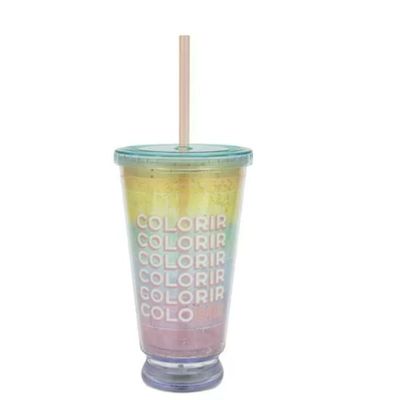Copo com Canudo Colorido e Led - 500ml Copo Canudo Led 500ml - Cores Edição Limitada Uatt