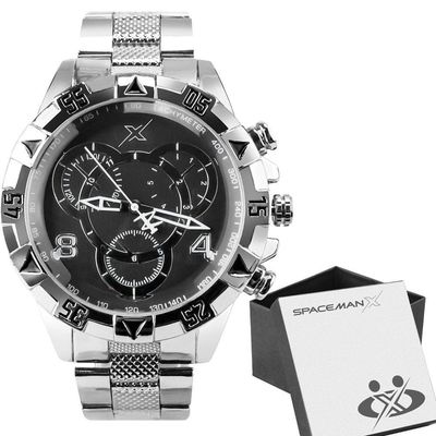 Relogio Prata Masculino Aço Inoxidavel + Premium Caixa Grande Mostrador Preto Presente Social Casual