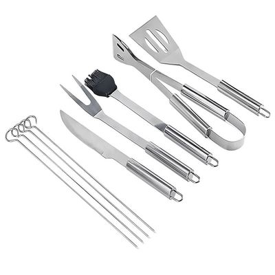 Jogo De Utensílios Para Churrasco 9 Peças De Aço Inox Com Bolsa Para Carregar