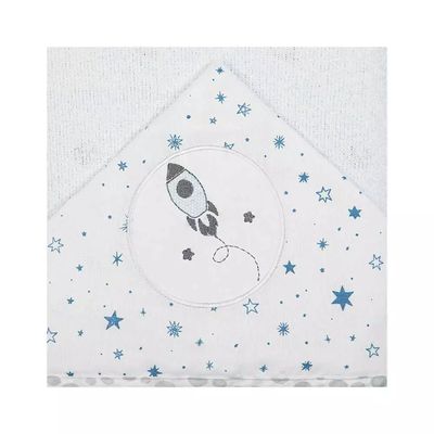 Toalha Felpuda Papi com Capuz Espaço com Forro de Fralda 70x90cm