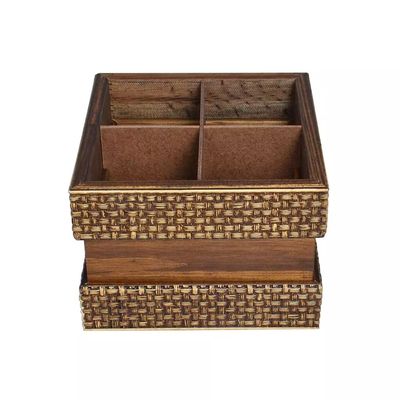 Porta Talher Decorglass Retangular em Madeira 12,5x18cm