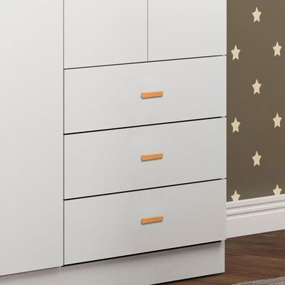 Roupeiro Infantil 3 Portas 3 Gavetas 184x89 Cm Bb322 Branco Dtall Branco