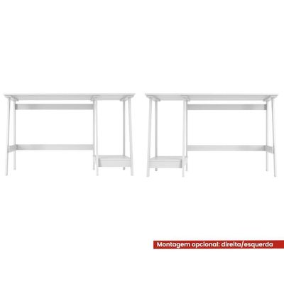 Mesa Escrivaninha Gamer 2 Pateleiras 120 Cm Mc190 Branco Dtall Branco