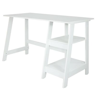 Mesa Escrivaninha Gamer 2 Pateleiras 120 Cm Mc190 Branco Dtall Branco