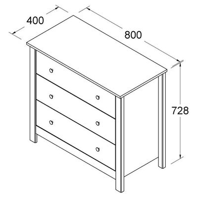 Comoda Para Quarto 3 Gavetas 76 Cm Dm219 Branco Dtall Branco