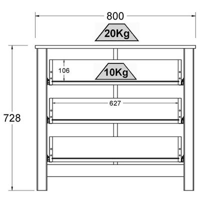 Comoda Para Quarto 3 Gavetas 76 Cm Dm219 Branco Dtall Branco