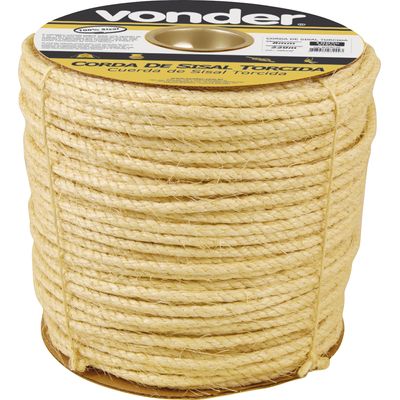 Corda Sisal Torcida 8,0mm 10,0kg 220 Metros Natural Carretel