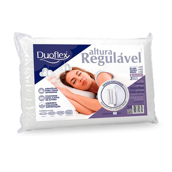 Kit 2 Travesseiros Altura Regulável 50cm x 70cm Duoflex