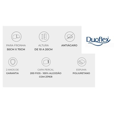 Kit 2 Travesseiros Altura Regulável 50cm x 70cm Duoflex