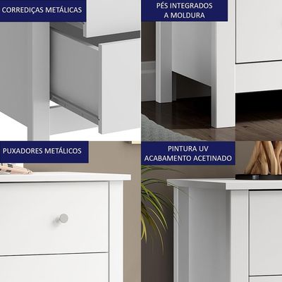 Comoda Para Quarto 6 Gavetas 146 Cm Dm221 Branco Dtall Branco