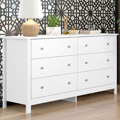 Comoda Para Quarto 6 Gavetas 146 Cm Dm221 Branco Dtall Branco