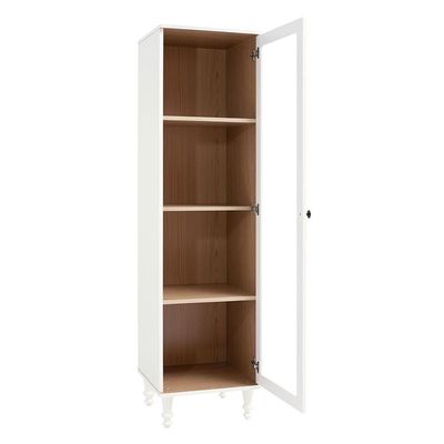 Cristaleira 1 Porta Vidro Pés Madeira 151x40 Cm E963 Branco Dtall Branco