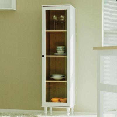 Cristaleira 1 Porta Vidro Pés Madeira 151x40 Cm E963 Branco Dtall Branco
