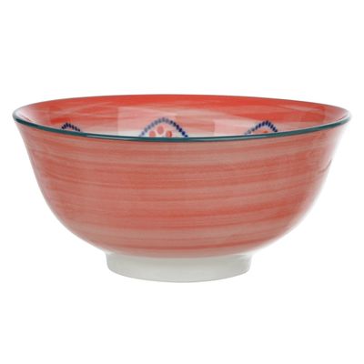 Bowl Cerâmica Flor Arte Estampado Vermelho 15,5x6,5x7,2cmx