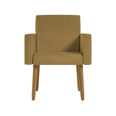 Kit 2 Poltronas Cadeira Recepção Nina Com Puff Balaqui Decor Capuccino