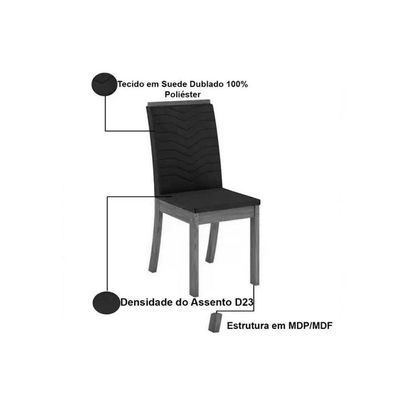 Conjunto Mesa Sala Jantar Orus Com Tampo Madeirado 120x80cm E 4 Cadeiras Isa Nature Off White Suede Marrom Henn