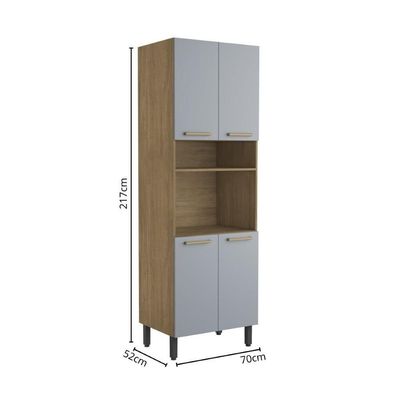Cozinha Completa 9 Portas 2 Gavetas Axé Bertolini Cinza/Carvalho