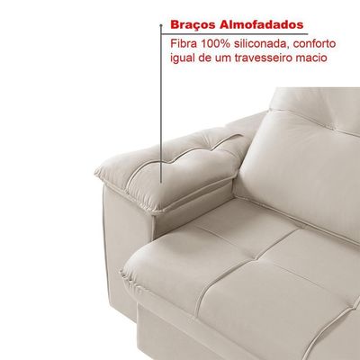 Sofá 4 Lugares Reclinável E Retrátil Dallas 2,50 Pés De Madeira Império Areia 162