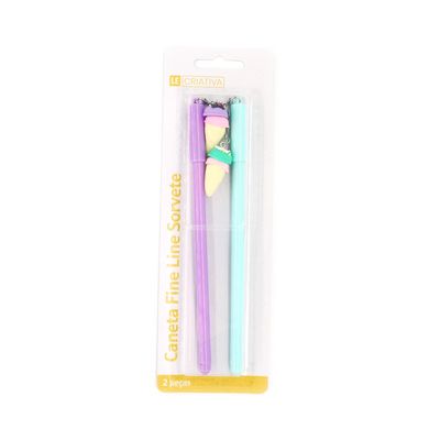 Caneta Fine Line Le Decorada Sorvete 0.5mm com 2 Unidades Colorida