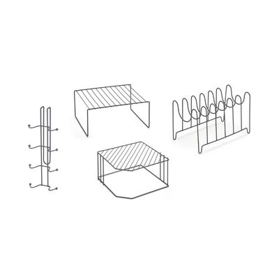 Kit Organização de Cozinha Arthi Krysp com 4 Peças Aço Cinza