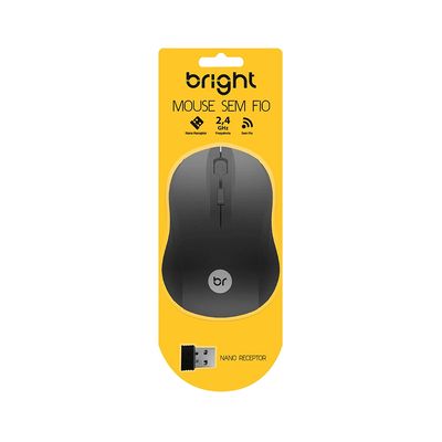 Mouse Bright Escócia Conexão sem Fio Design Ergonômico Modelo 0095 Preto