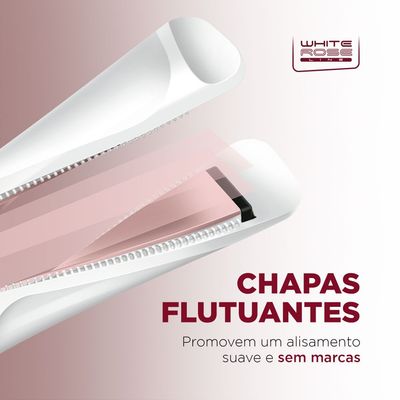 Prancha Alisadora e Modeladora Mondial Branco e Rose Gold 50W P-51 Bivolt
