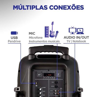 Caixa Amplificada Connect Power II Mondial Preto e Vermelho 550W RMS CM-550 Bivolt