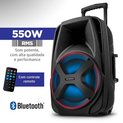 Caixa Amplificada Connect Power II Mondial Preto e Vermelho 550W RMS CM-550 Bivolt