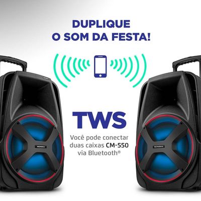 Caixa Amplificada Connect Power II Mondial Preto e Vermelho 550W RMS CM-550 Bivolt