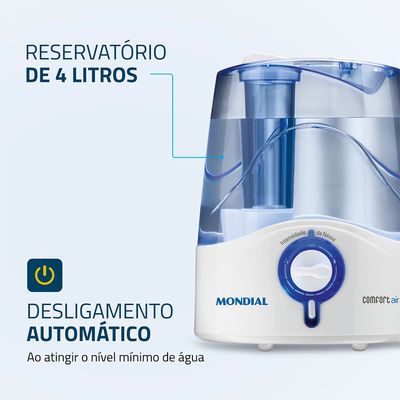 Umidificador de Ar Comfort Air 6 Mondial Branco e Azul 35W UA-07 Bivolt