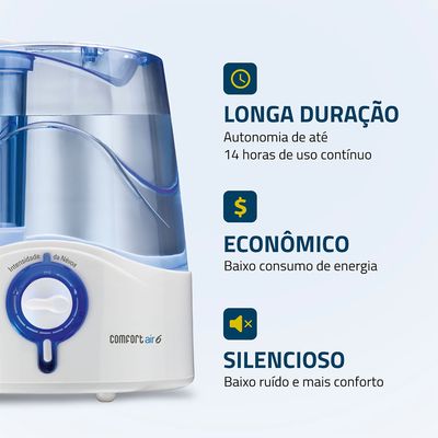Umidificador de Ar Comfort Air 6 Mondial Branco e Azul 35W UA-07 Bivolt