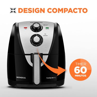 Fritadeira Sem Óleo Air Fryer 4L Mondial Preto e Inox 1500W AFN-40-BI 110