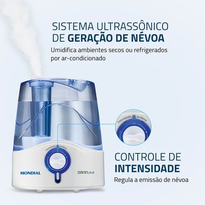 Umidificador de Ar Comfort Air 6 Mondial Branco e Azul 35W UA-07 Bivolt