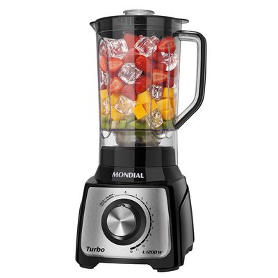Liquidificador Turbo Mondial Preto e Inox 1200W L-1200 BI 110