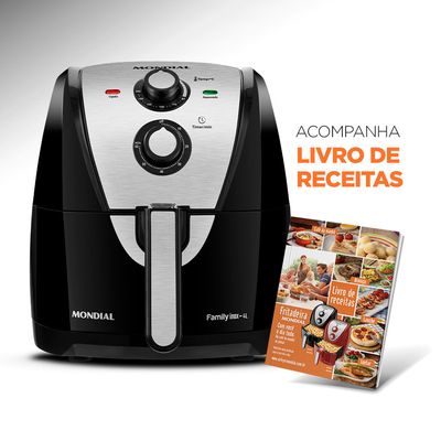 Fritadeira Sem Óleo Air Fryer 4L Mondial Preto e Inox 1500W AFN-40-BI 110