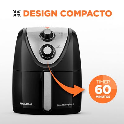 Fritadeira Sem Óleo Air Fryer 5L Mondial Preto e Inox 1900W AFN-50-BI 110