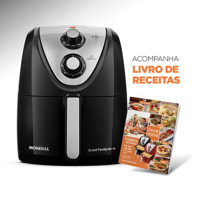 Fritadeira Sem Óleo Air Fryer 5L Mondial Preto e Inox 1900W AFN-50-BI 110