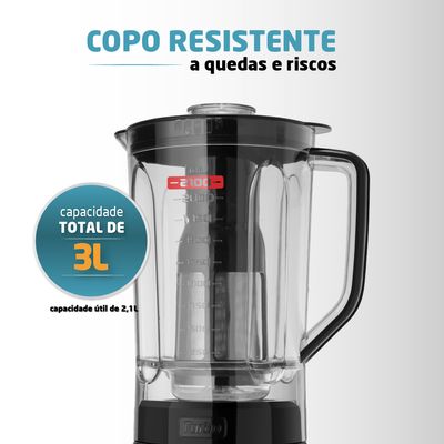 Liquidificador Turbo Mondial Preto e Inox 1200W L-1200 BI 110