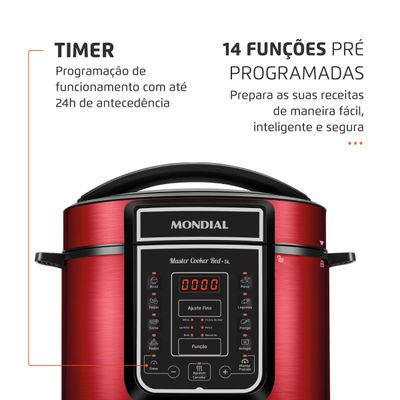 Panela de Pressão Elétrica Mondial Master Cooker Red PE-39 110