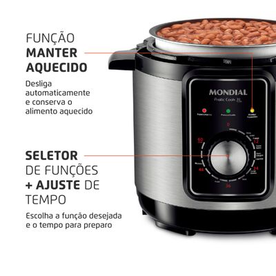 Panela de Pressão Elétrica Mondial Pratic Cook 3L Premium I PE-47-3L-I 110