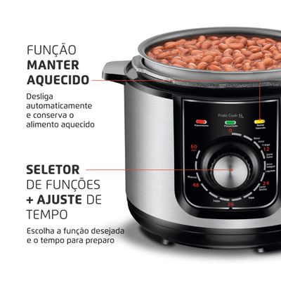 Panela de Pressão Elétrica Pratic Cook 5 L Premium I PE-48-5L-I 110