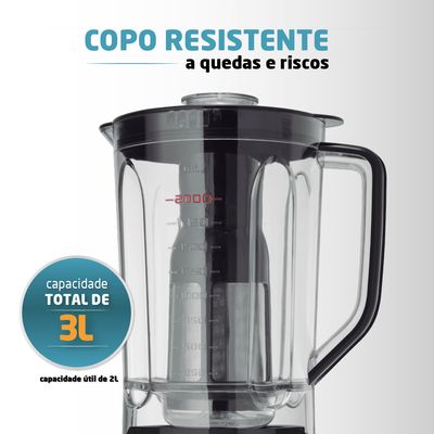 Liquidificador Turbo Mondial Preto e Inox 1100W L-1100 BI 110