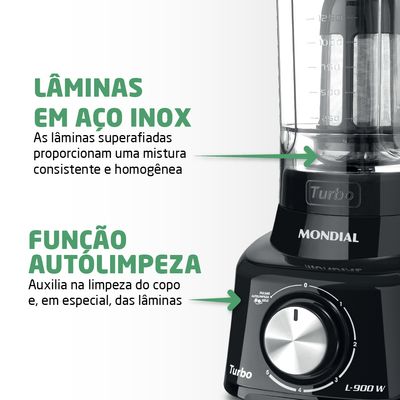 Liquidificador Turbo Full Mondial Preto 900W L-900 FB 110