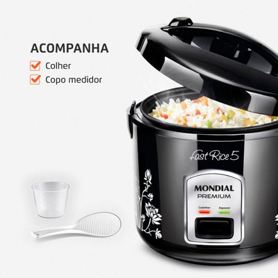 Panela De Arroz Fast Rice 5 Premium Mondial Preto 400W NPE-08-5X 110