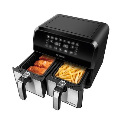 Fritadeira Air Fryer Dual Duplo Cesto 8L Mondial Preto e Inox0W AFD-01-BI 110
