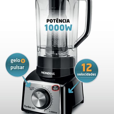 Liquidificador Turbo Mondial Preto e Inox 1000W L-1000 BI 220