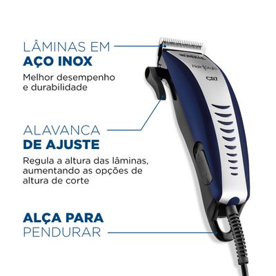 Cortador De Cabelos Hair Stylo Cr7 Mondial Azul e Prata 10W CR-07 220