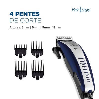 Cortador De Cabelos Hair Stylo Cr7 Mondial Azul e Prata 10W CR-07 220